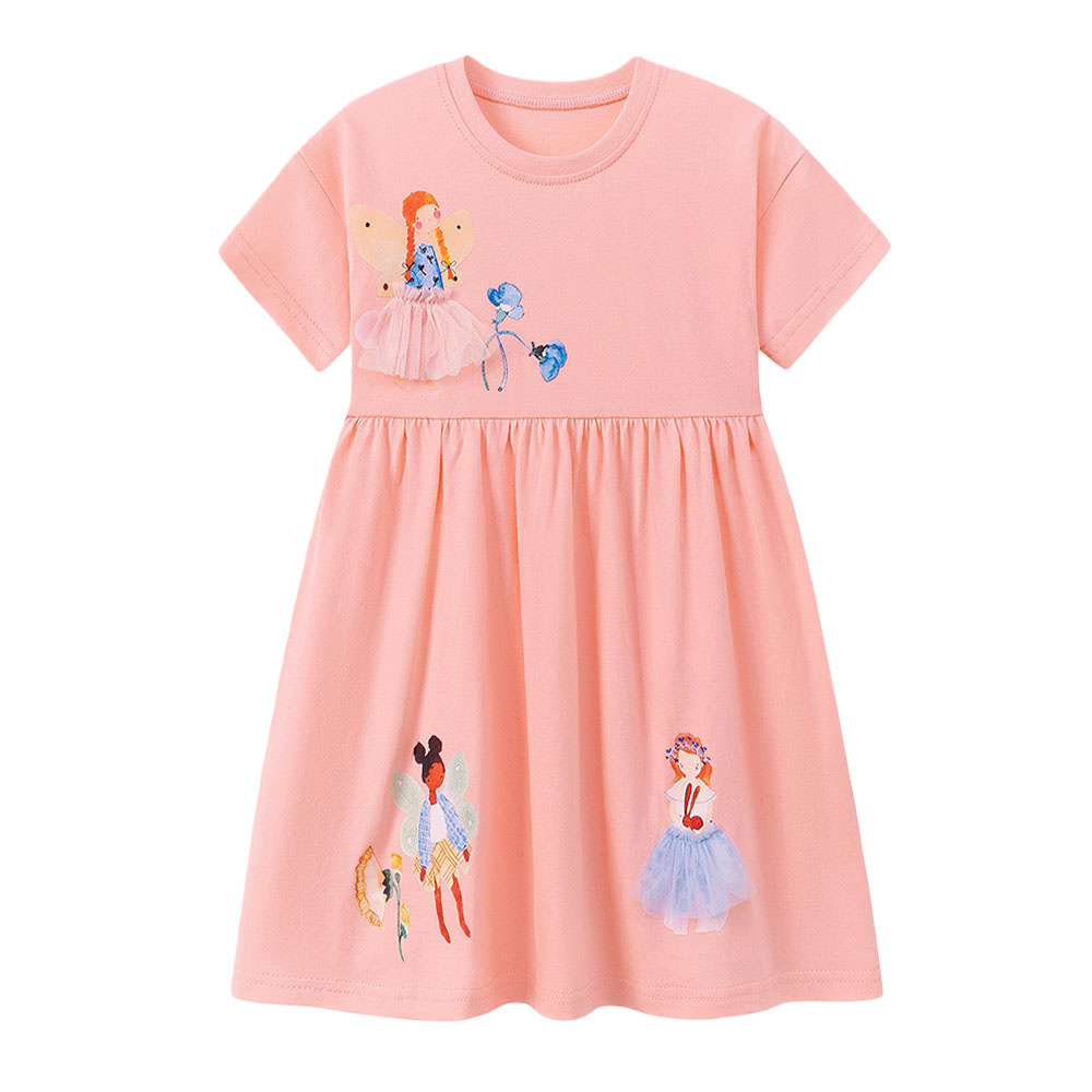 Baby Clothing Drawing - فساتين صيفية بأكمام قصيرة للفتيات الصغيرات،