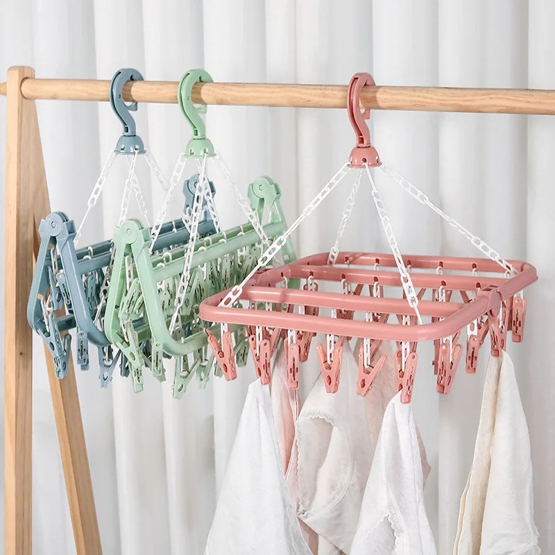شماعة تجفيف الملابس مع 32 مشبك - مراجعة Baby Clothing Drying Rack وسعره