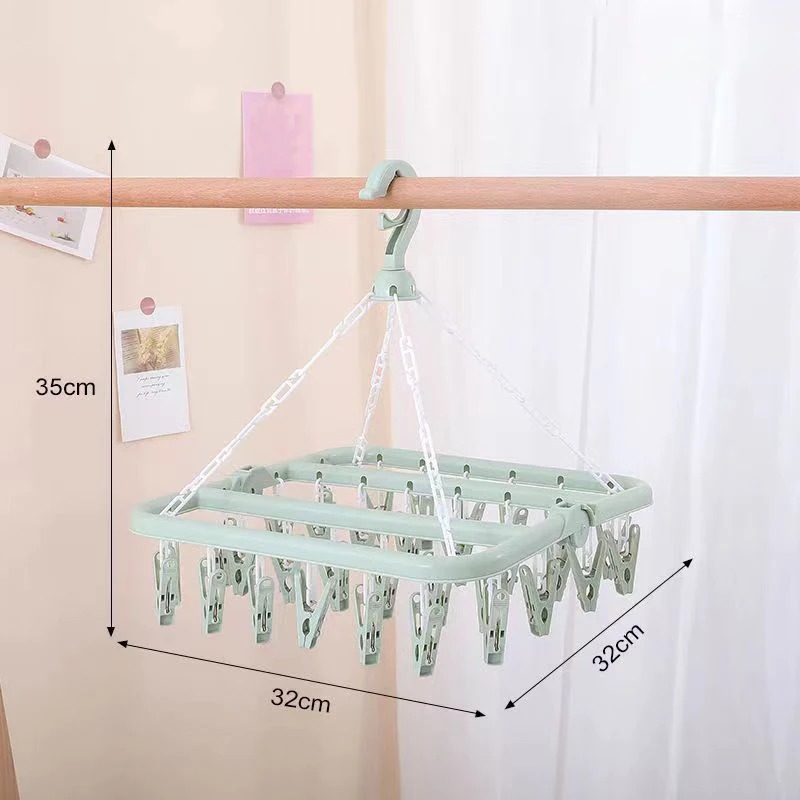 شماعة تجفيف الملابس مع 32 مشبك - مراجعة Baby Clothing Drying Rack وسعره